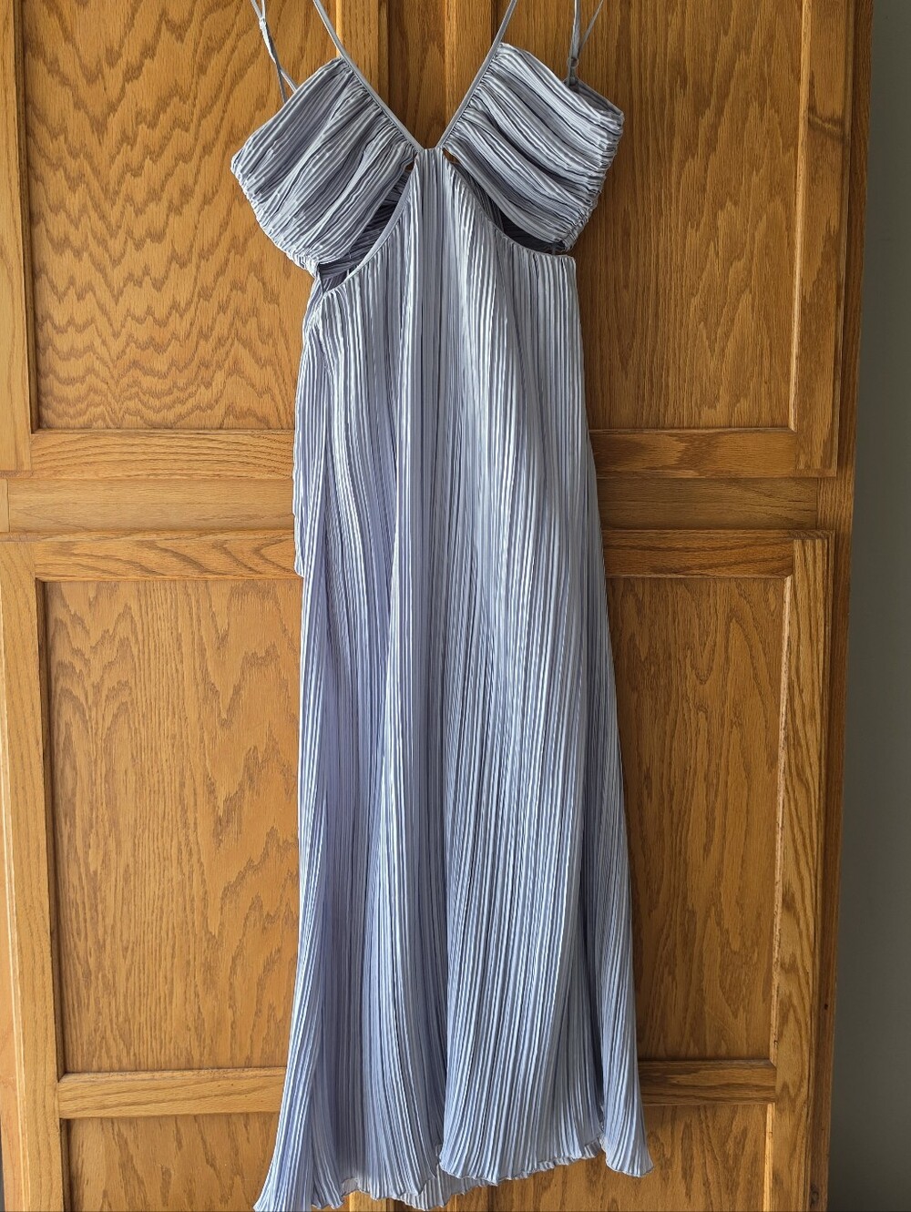 Zara Cut-Out Pleated Midi Dress with Spaghetti Straps